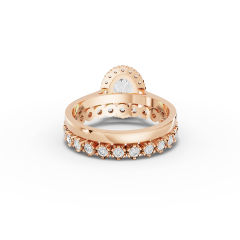 1.70 Ct Oval Halo Lab Grown Diamond Bridal Ring Set