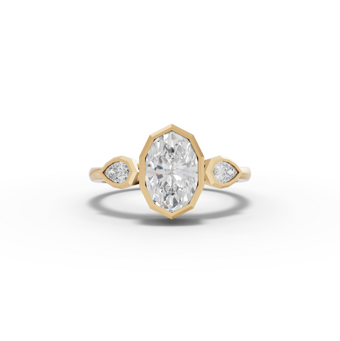 1.20 Ct Oval Bezel Three Stone Lab Grown Diamond Ring