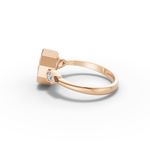 1.20 Ct Oval Bezel Three Stone Lab Grown Diamond Ring