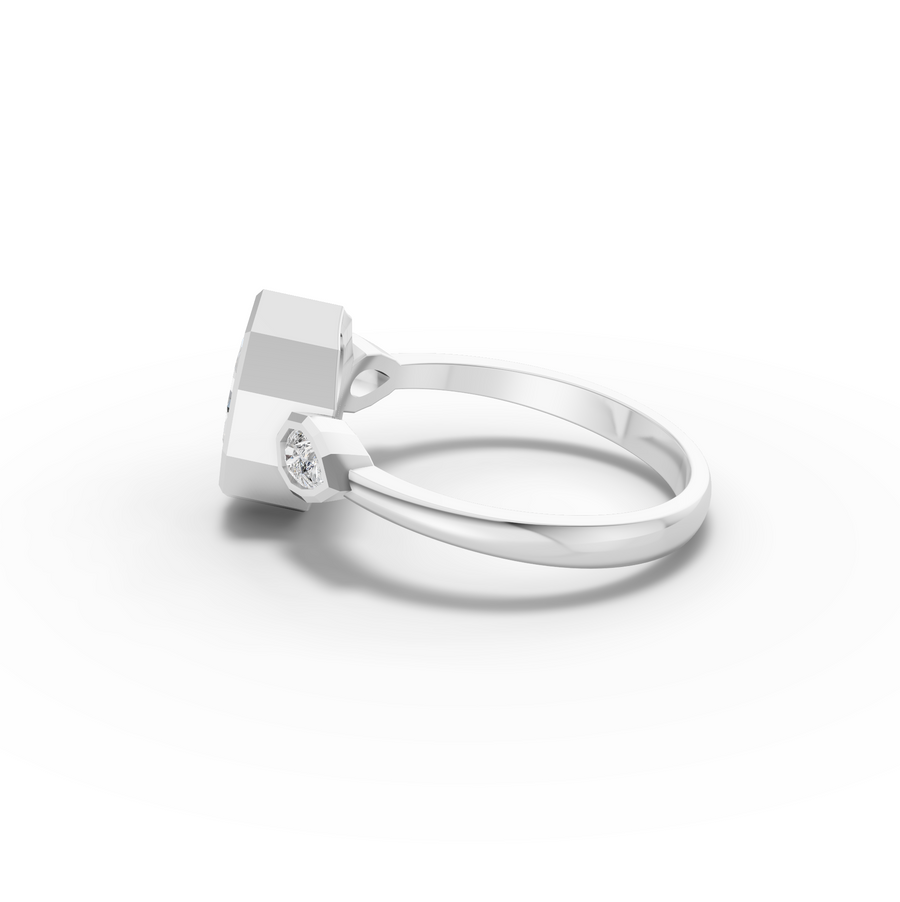 1.20 Ct Oval Bezel Three Stone Lab Grown Diamond Ring