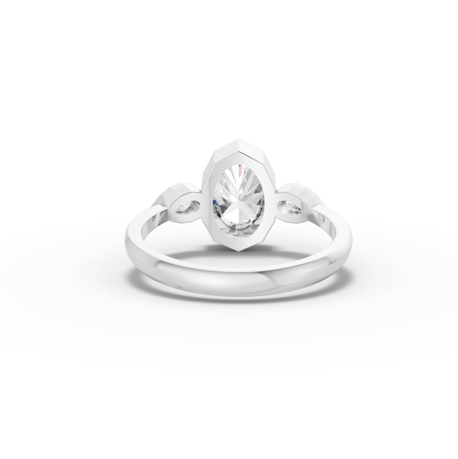 1.20 Ct Oval Bezel Three Stone Lab Grown Diamond Ring