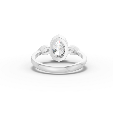 1.20 Ct Oval Bezel Three Stone Lab Grown Diamond Ring