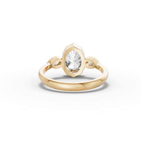 1.20 Ct Oval Bezel Three Stone Lab Grown Diamond Ring