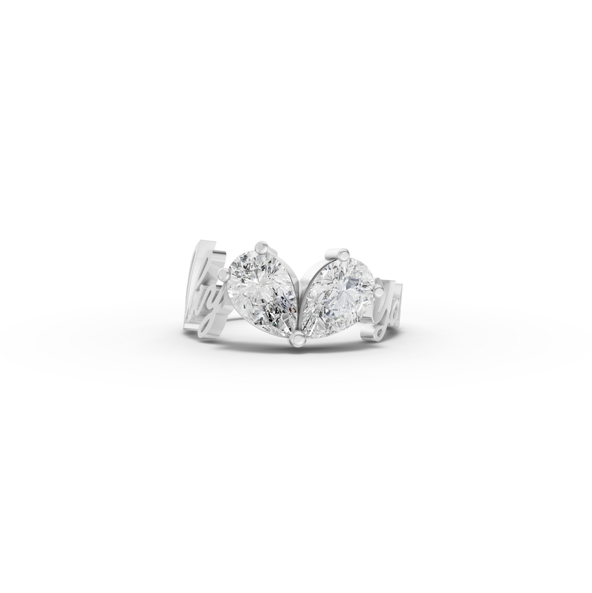2.00 Ct Pear Toi et Moi Personalized Name Lab Diamond Ring