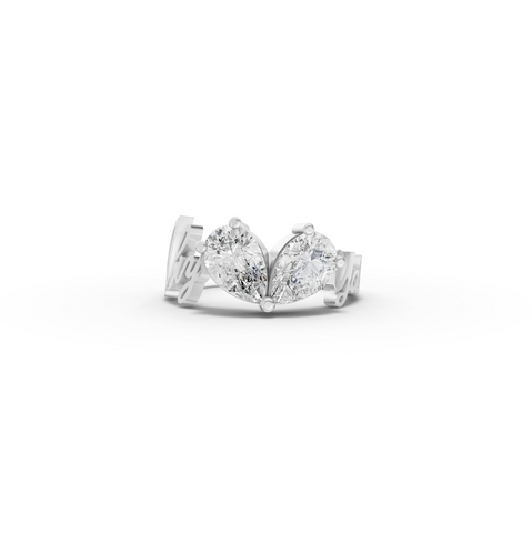2.00 Ct Pear Toi et Moi Personalized Name Lab Diamond Ring