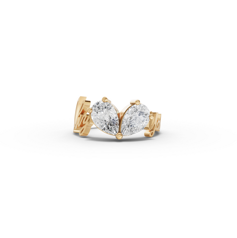 2.00 Ct Pear Toi et Moi Personalized Name Lab Diamond Ring