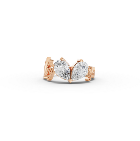 2.00 Ct Pear Toi et Moi Personalized Name Lab Diamond Ring