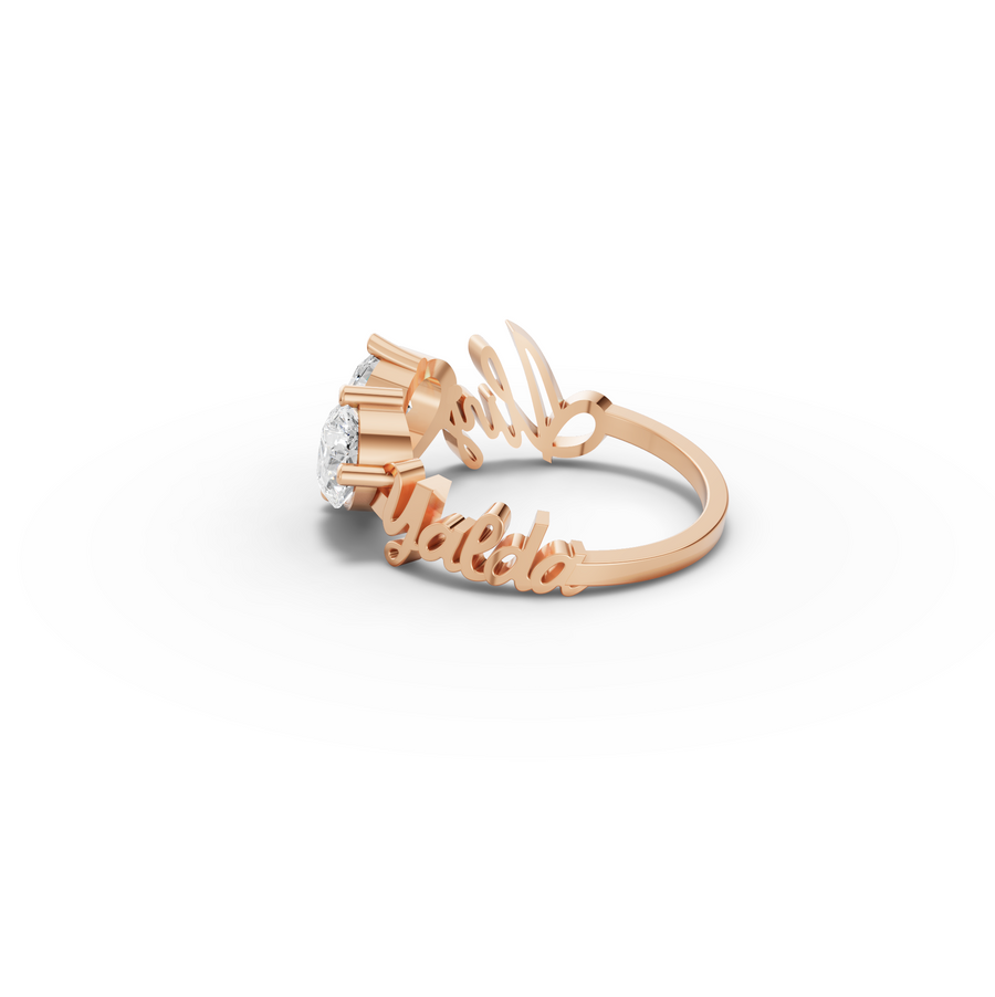 2.00 Ct Pear Toi et Moi Personalized Name Lab Diamond Ring