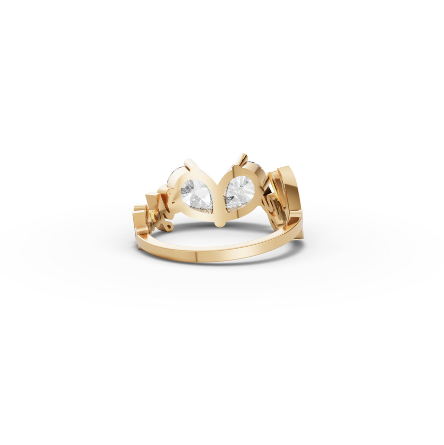 2.00 Ct Pear Toi et Moi Personalized Name Lab Diamond Ring
