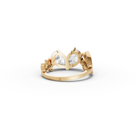 2.00 Ct Pear Toi et Moi Personalized Name Lab Diamond Ring