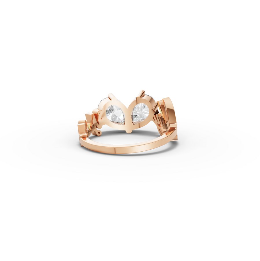 2.00 Ct Pear Toi et Moi Personalized Name Lab Diamond Ring