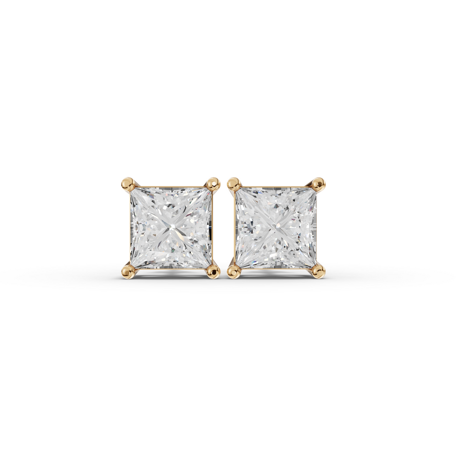 1.5 Ct Each Princess Solitaire Lab Diamond Stud Earrings