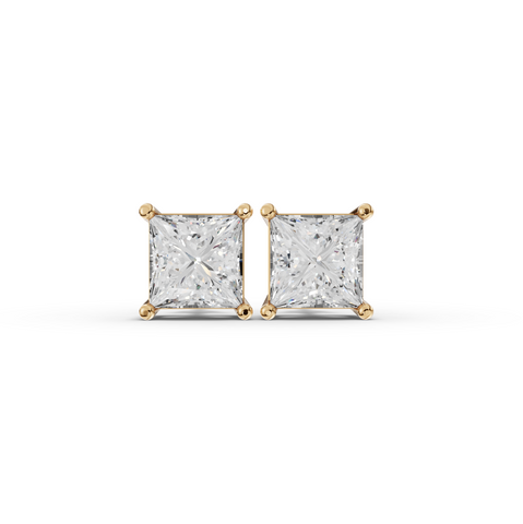 1.5 Ct Each Princess Solitaire Lab Diamond Stud Earrings