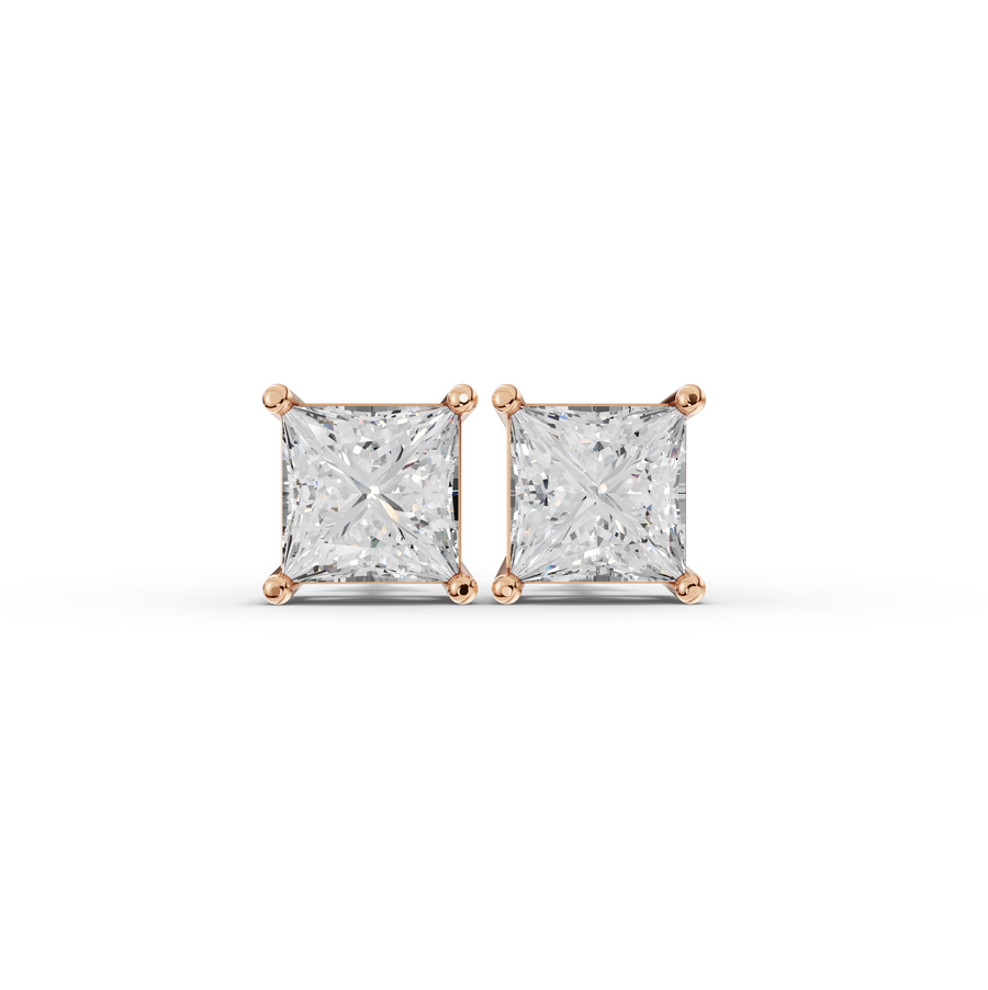 1.5 Ct Each Princess Solitaire Lab Diamond Stud Earrings