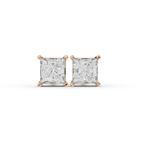 1.5 Ct Each Princess Solitaire Lab Diamond Stud Earrings