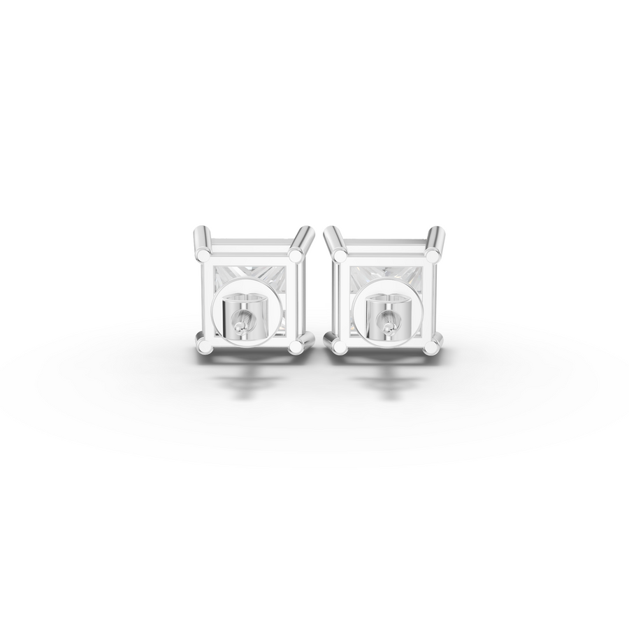 1.5 Ct Each Princess Solitaire Lab Diamond Stud Earrings