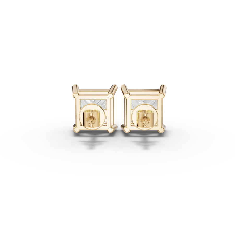 1.5 Ct Each Princess Solitaire Lab Diamond Stud Earrings