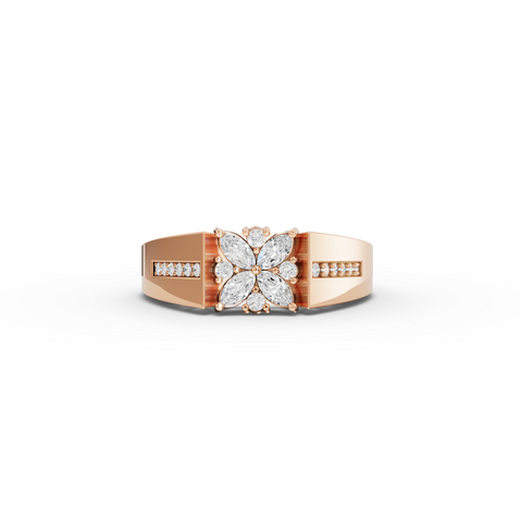 0.32 Ct Marquise Diamond Floral Cluster Wide Band Ring