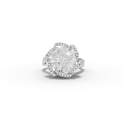 4.47 Ct Round Diamond Swirl Halo Two-Tone Engagement Ring