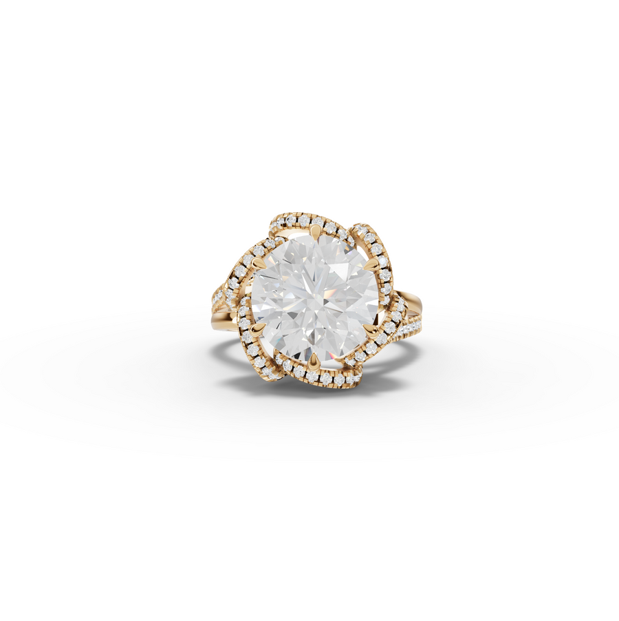 4.47 Ct Round Diamond Swirl Halo Two-Tone Engagement Ring
