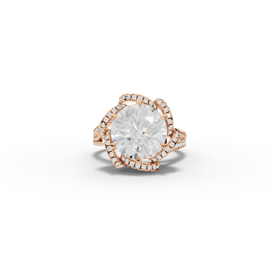 4.47 Ct Round Diamond Swirl Halo Two-Tone Engagement Ring