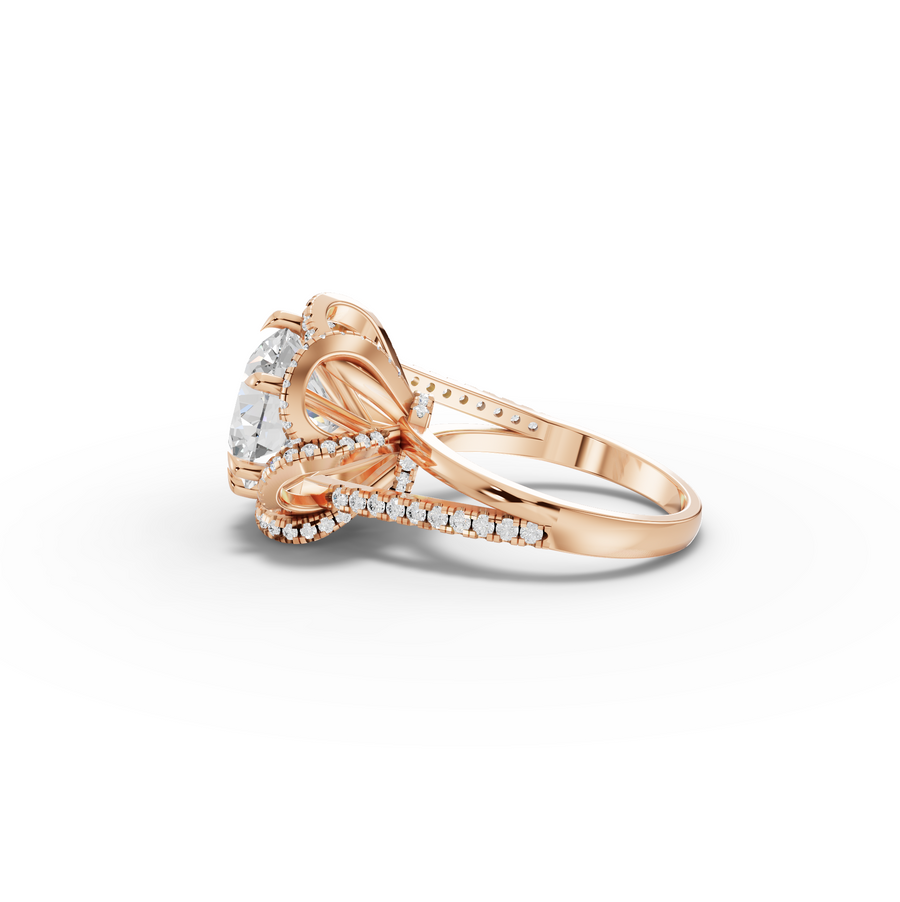 4.47 Ct Round Diamond Swirl Halo Two-Tone Engagement Ring