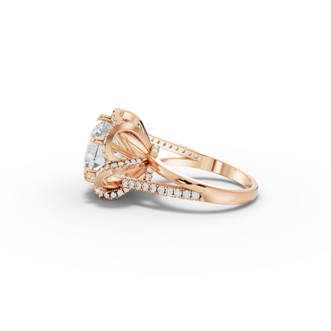 4.47 Ct Round Diamond Swirl Halo Two-Tone Engagement Ring