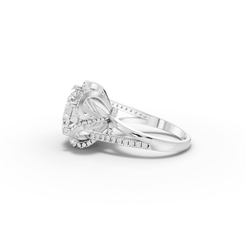 4.47 Ct Round Diamond Swirl Halo Two-Tone Engagement Ring