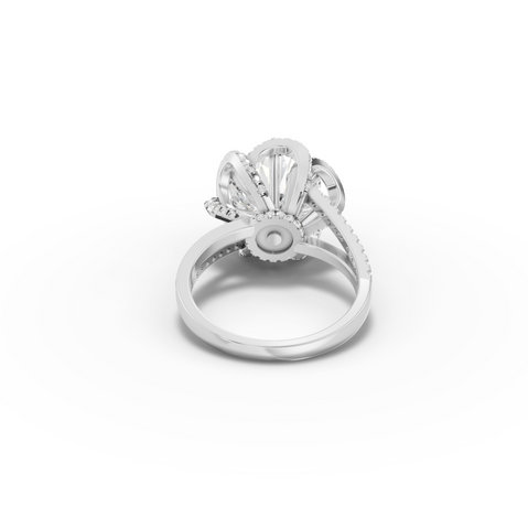 4.47 Ct Round Diamond Swirl Halo Two-Tone Engagement Ring