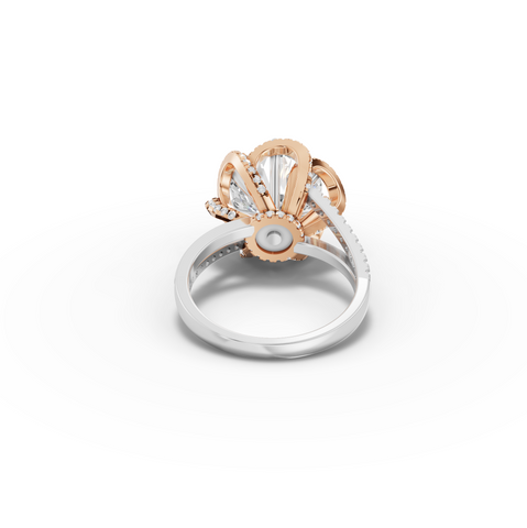 4.47 Ct Round Diamond Swirl Halo Two-Tone Engagement Ring