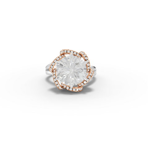 4.47 Ct Round Diamond Swirl Halo Two-Tone Engagement Ring