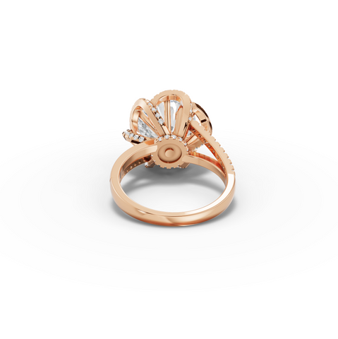 4.47 Ct Round Diamond Swirl Halo Two-Tone Engagement Ring