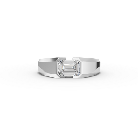 1.00 Ct Emerald Diamond Bezel Set Signet Ring