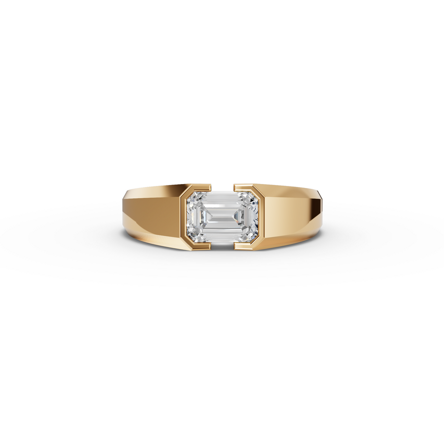 1.00 Ct Emerald Diamond Bezel Set Signet Ring