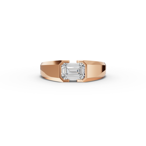 1.00 Ct Emerald Diamond Bezel Set Signet Ring