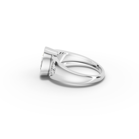 1.60 Ct Oval Bezel Diamond Ring with Side Diamond