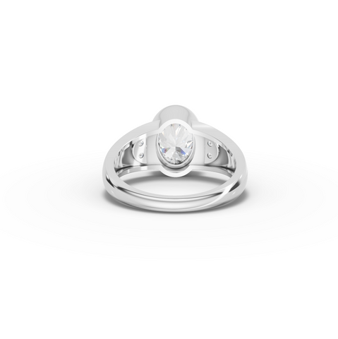 1.60 Ct Oval Bezel Diamond Ring with Side Diamond