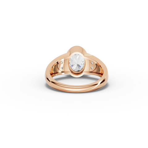 1.60 Ct Oval Bezel Diamond Ring with Side Diamond