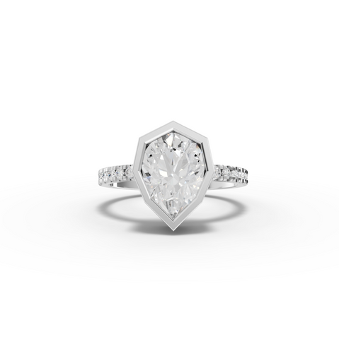 2.18 Ct Pear Solitaire Bezel With Side Diamond Band