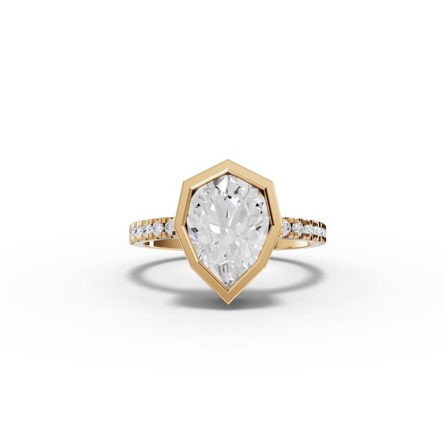 2.18 Ct Pear Solitaire Bezel With Side Diamond Band