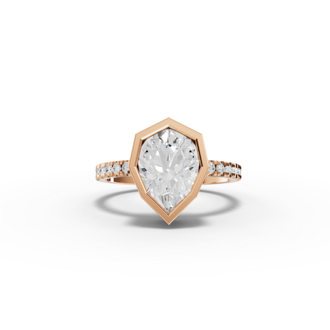 2.18 Ct Pear Solitaire Bezel With Side Diamond Band