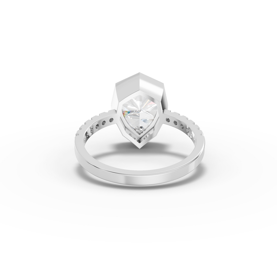 2.18 Ct Pear Solitaire Bezel With Side Diamond Band