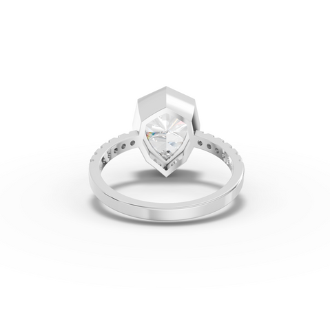 2.18 Ct Pear Solitaire Bezel With Side Diamond Band