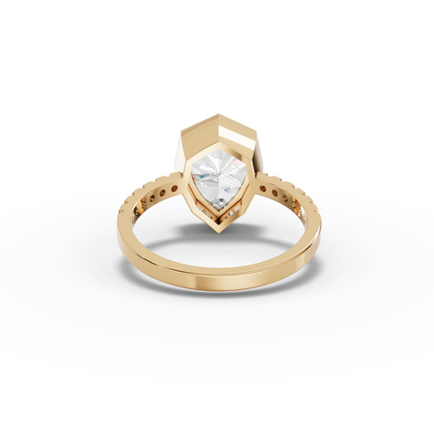 2.18 Ct Pear Solitaire Bezel With Side Diamond Band