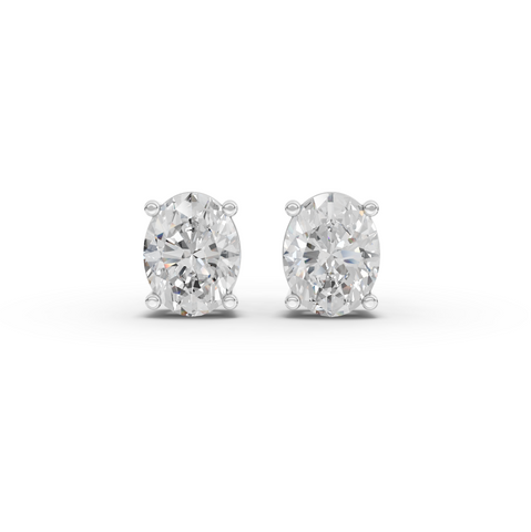1.50 Ct Each Oval Four-Prong Lab Diamond Stud Earrings