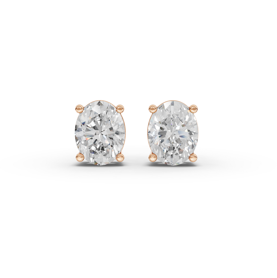 1.50 Ct Each Oval Four-Prong Lab Diamond Stud Earrings