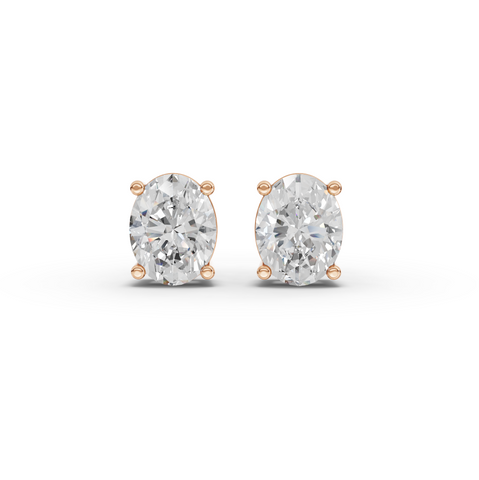 1.50 Ct Each Oval Four-Prong Lab Diamond Stud Earrings