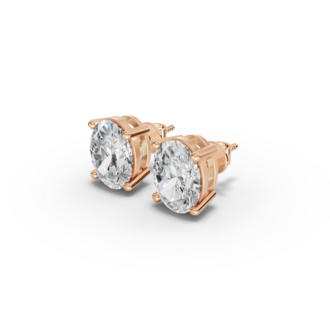 1.50 Ct Each Oval Four-Prong Lab Diamond Stud Earrings
