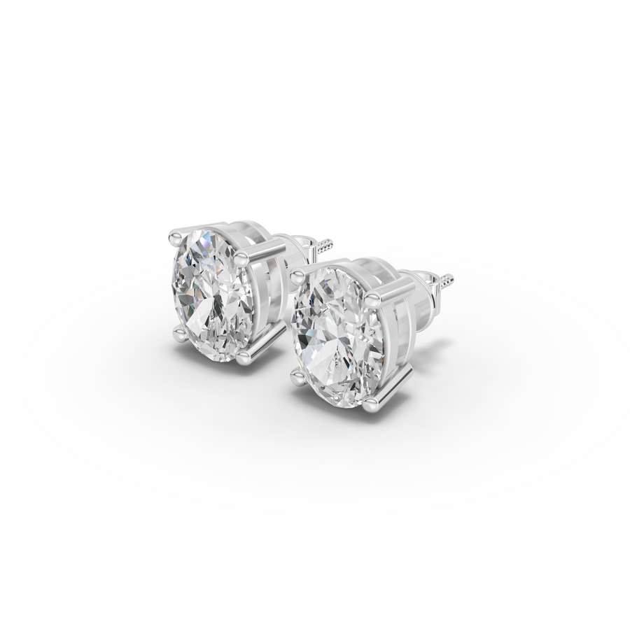 1.50 Ct Each Oval Four-Prong Lab Diamond Stud Earrings