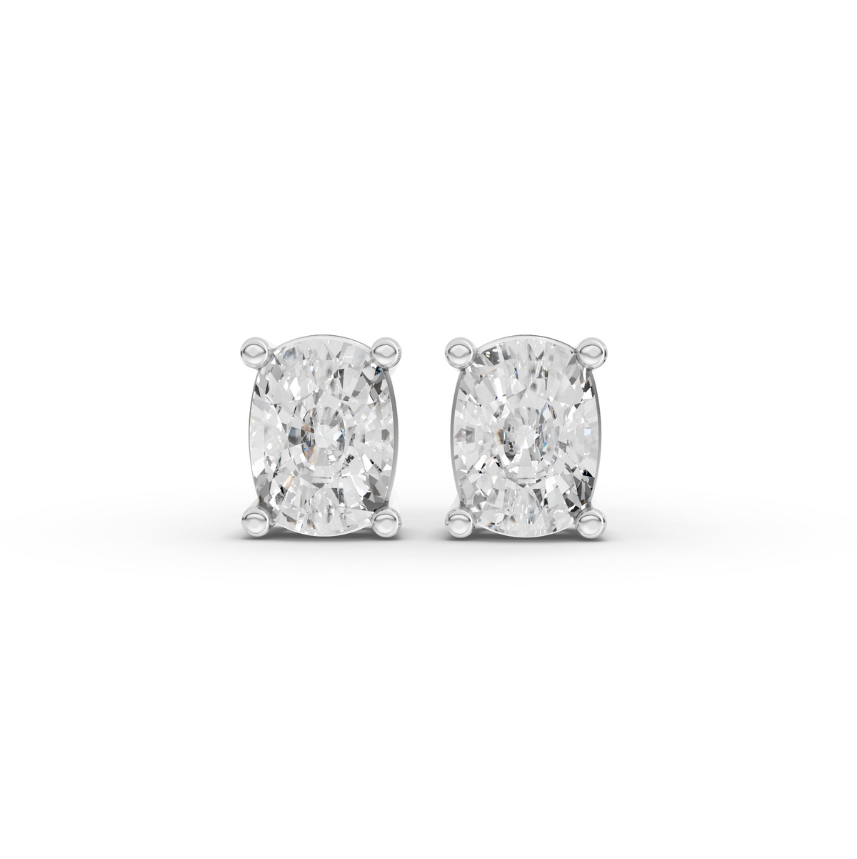 1.50 Ct Each Cushion Four-Prong Lab Diamond Stud